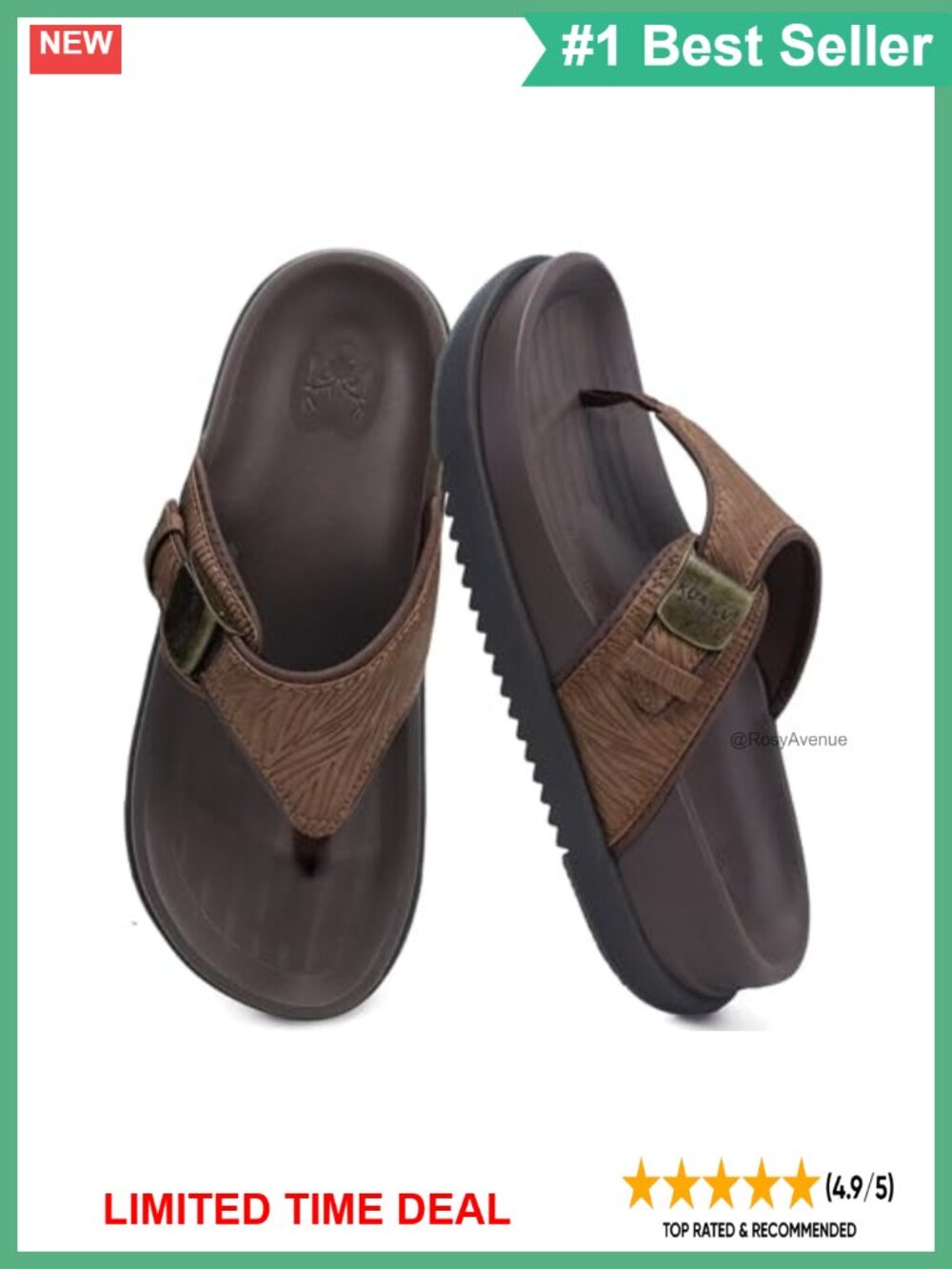 Faux Leather Platform Slide Sandals with Arch Support Adjustable Buckle